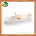 Ceramic Fruit Dish with Bamboo Toothpick Holder